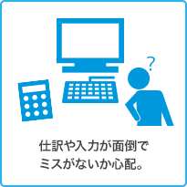 仕訳や入力が面倒でミスがないか心配。