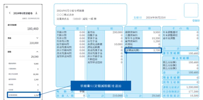 定額減税額の給与（賞与）明細書への記載