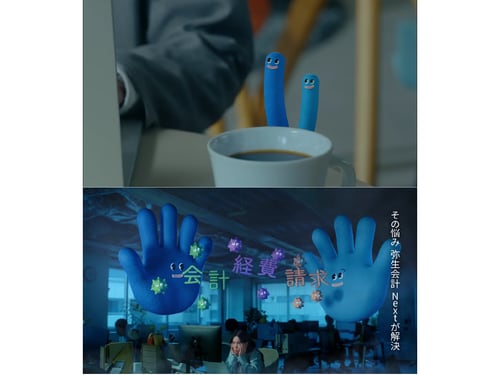 CMオリジナルキャラクター ネックス（左）とストン（右）