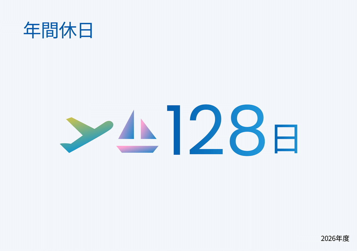 2026年度の年間休日は128日。
