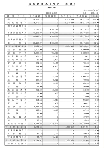 残高試算表（月次・期間）縦