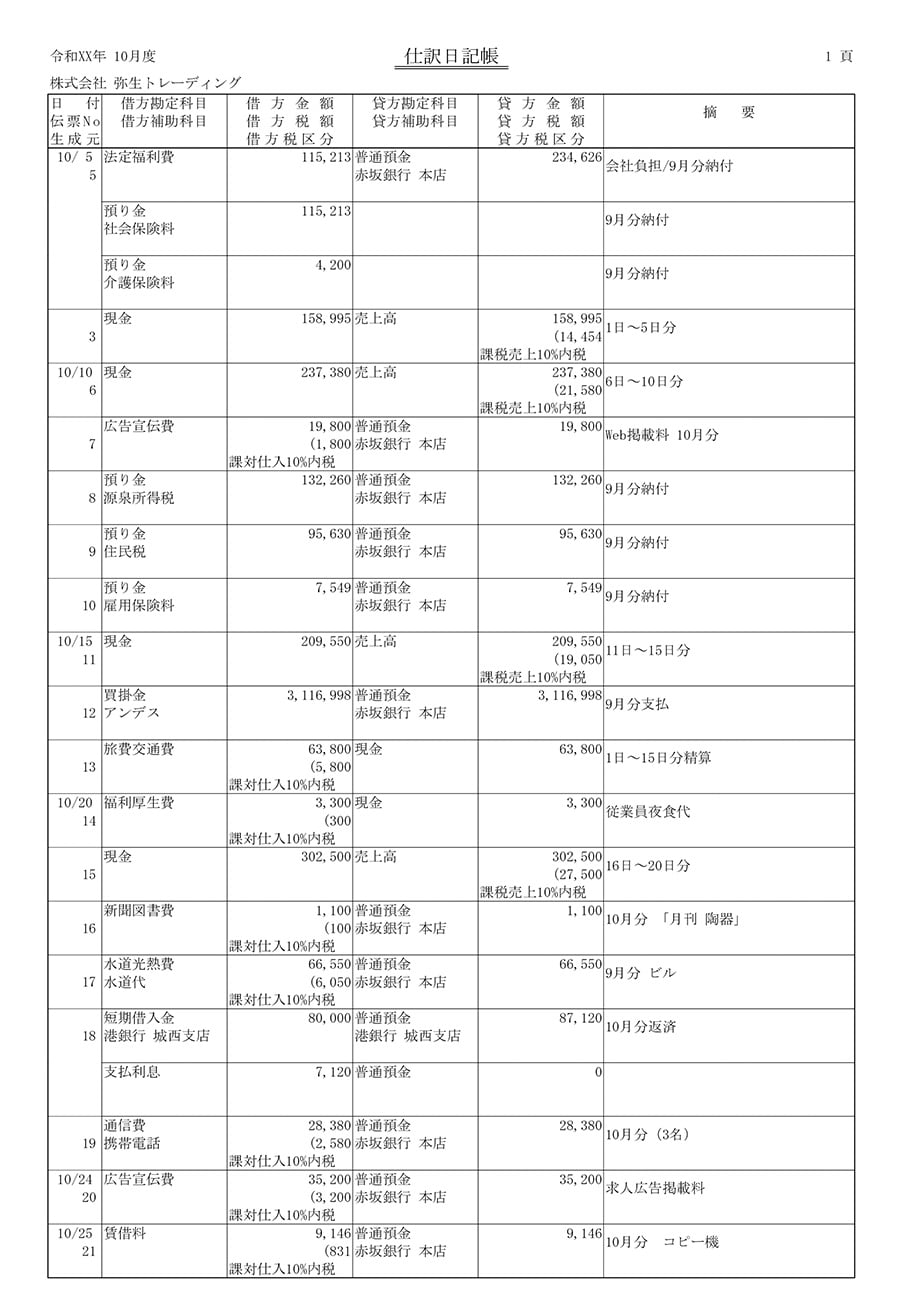 仕訳日記帳