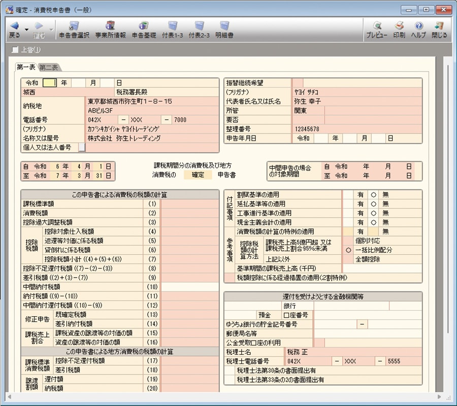 確定-消費税申告書（一般）