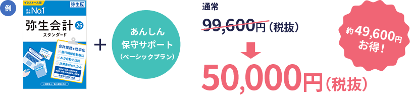 通常99,600円（税抜） → 50,000円（税抜） 約49,600円お得！