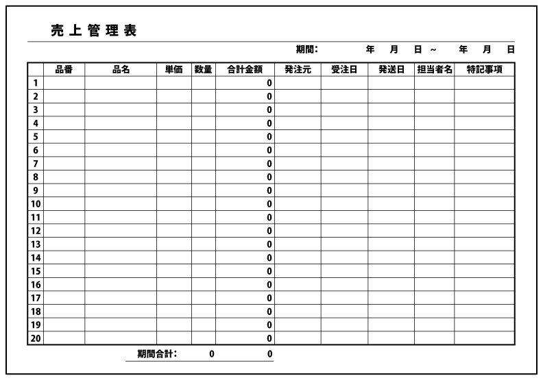 売上管理表のテンプレート