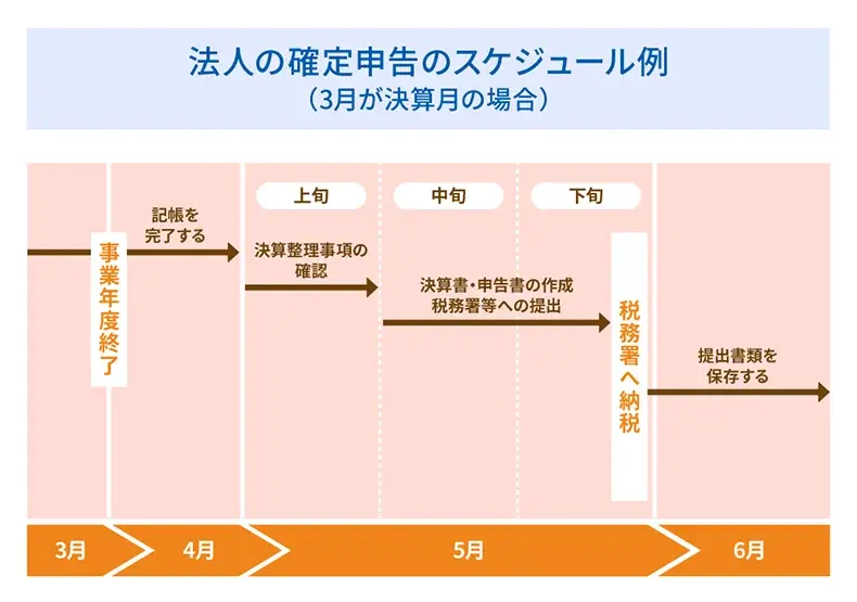 法人の確定申告のスケジュール例