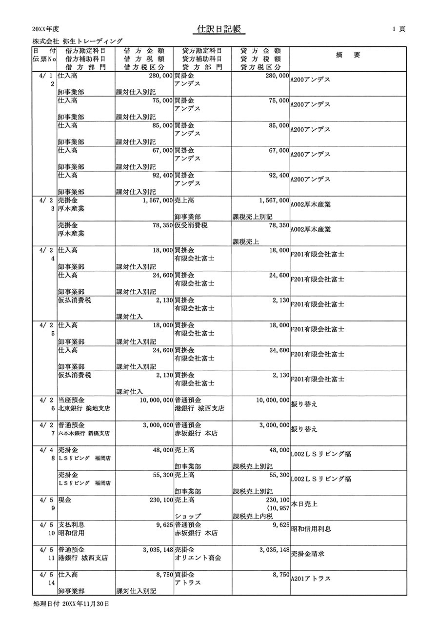 仕訳日記帳