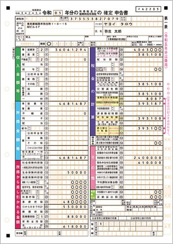 所得税確定申告書B