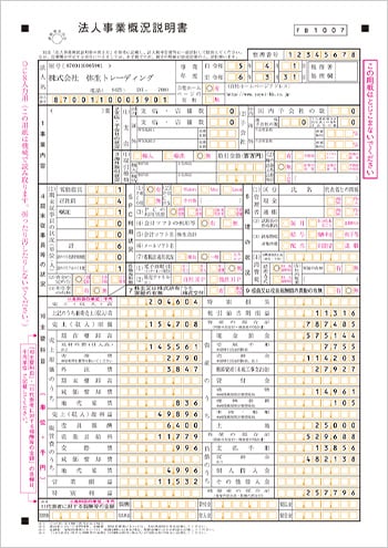 法人事業概況説明書