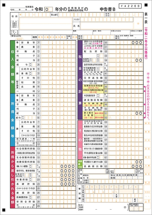 確定申告書B
