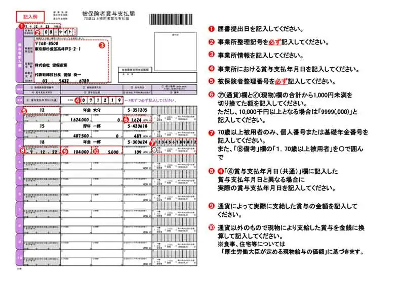 賞与支払届の書き方