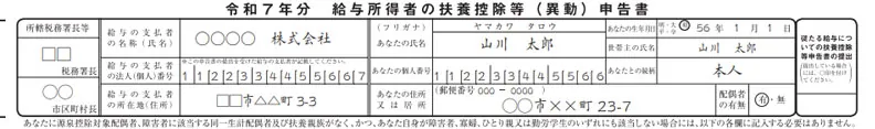 扶養控除等(異動)申告書|基本情報
