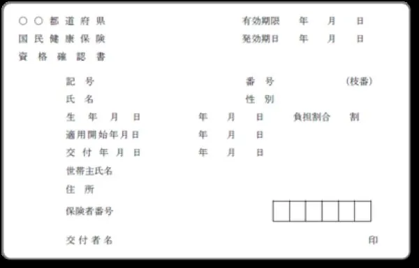 資格確認書のイメージ