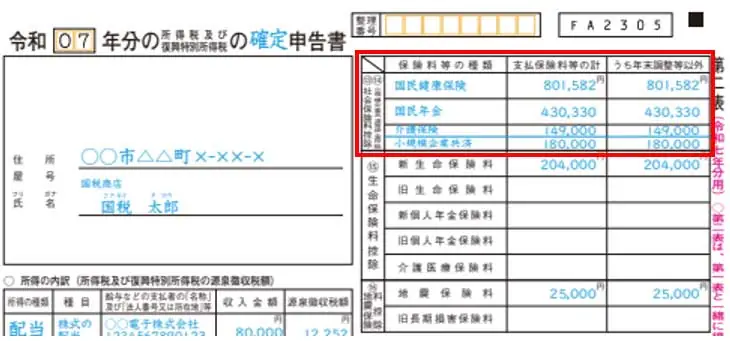 確定申告書 第二表の書き方