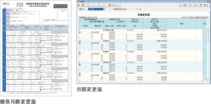 健保月額変更届、月額変更届