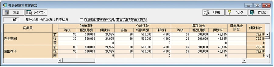 社会保険料改定通知