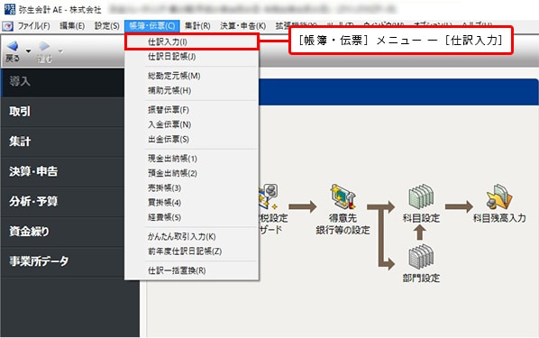 仕訳入力［帳簿・伝票］メニュー ―［仕訳入力］