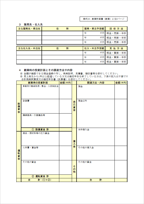 創業計画書 2ページ