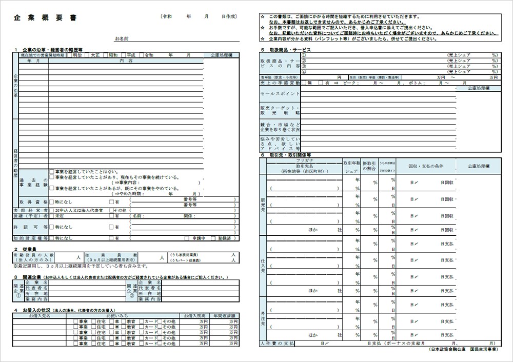 企業概要書
