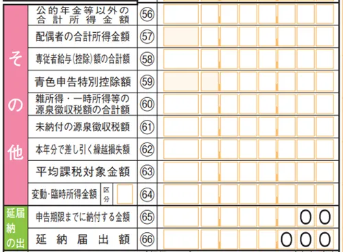 確定申告書第一表 その他の欄