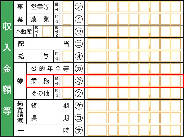 確定申告書 第一表(収入金額等)