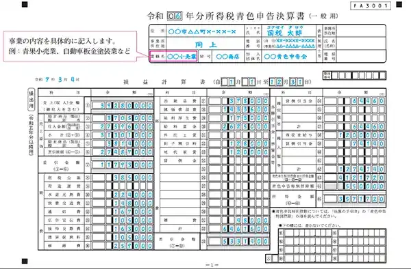 損益計算書の記載例