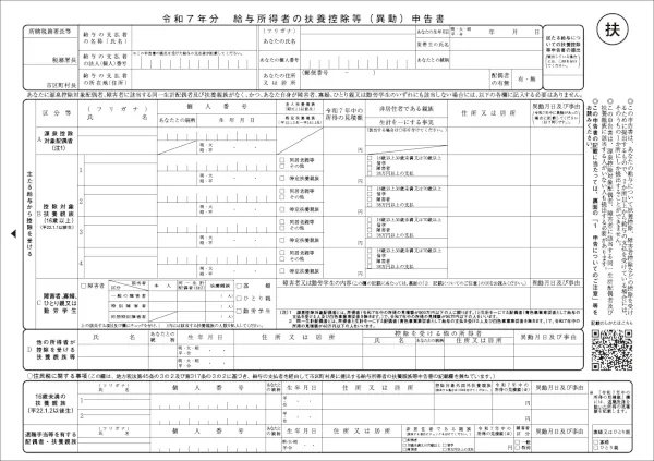 給与所得者の扶養控除等(異動)申告書