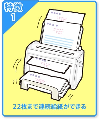 特徴1 22枚まで連続給紙ができる